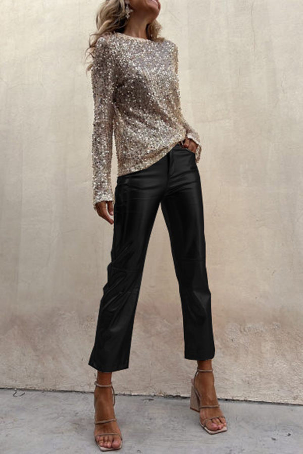 Elegant and practical metallic pants with a high waist