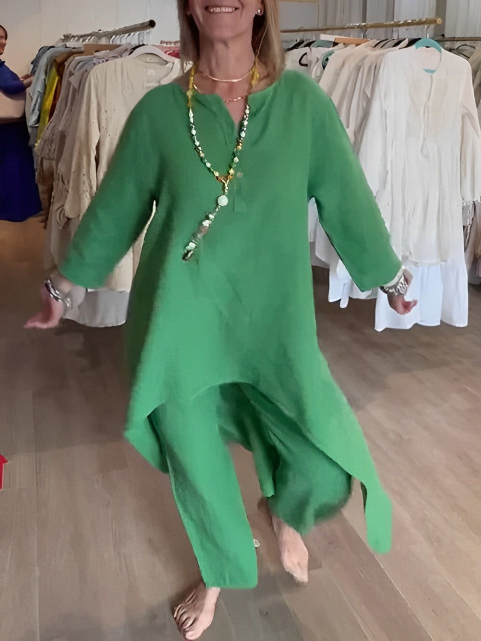Buksedress i lin