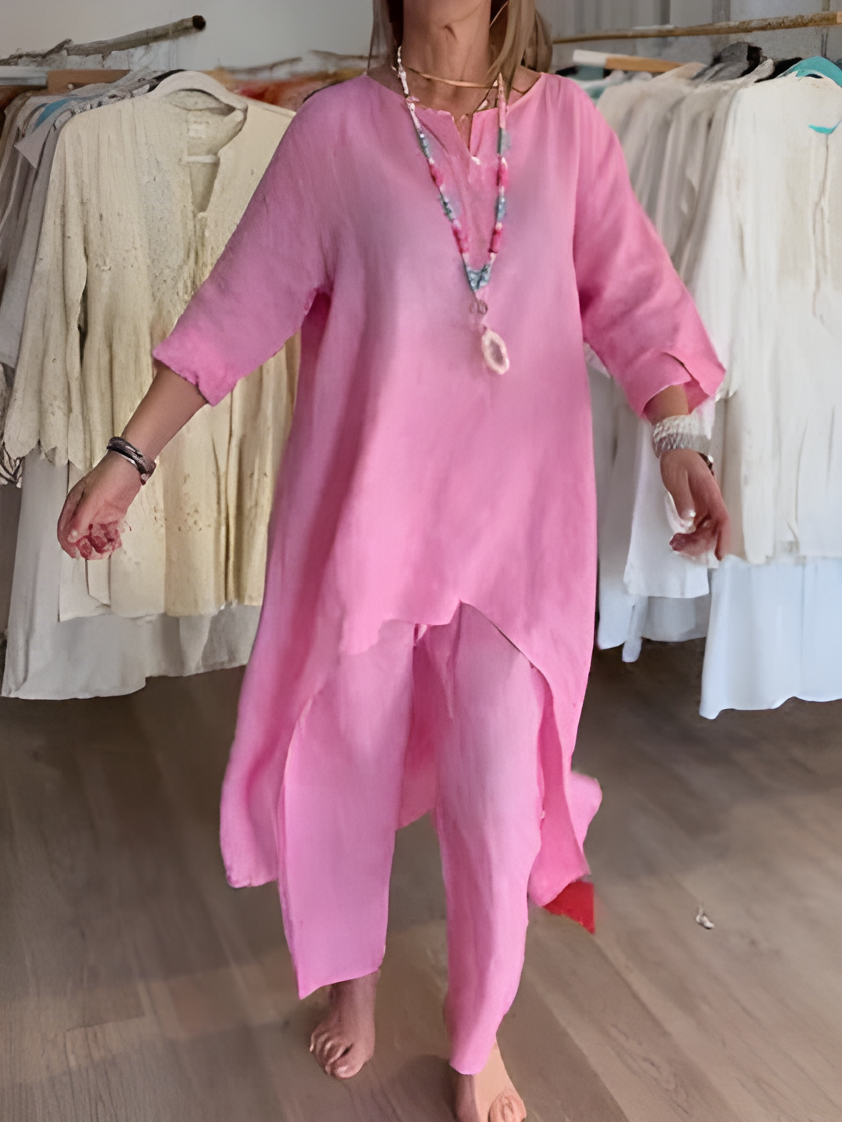 Buksedress i lin
