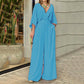 Elegant jumpsuit with V-neck and wide legs